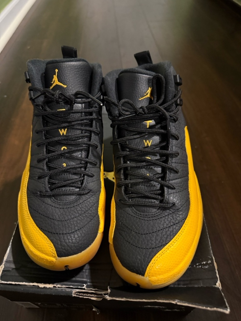 Jordan Men’s Sneakers — Black & Yellow Retro 12 (7y) - Picture 3 of 5